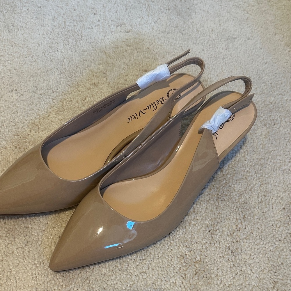 Bella Vita Taupe Patent Slingback Heels